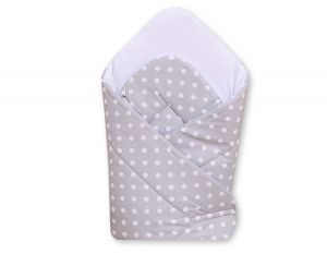 Babynest with stiffening- Hanging Hearts white dots on grey